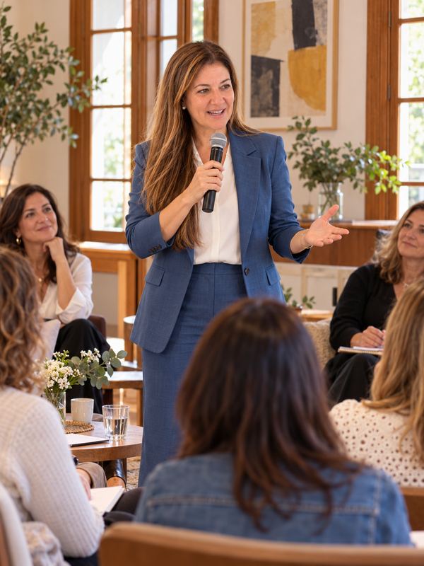 Vivi Brunelli conduzindo um encontro