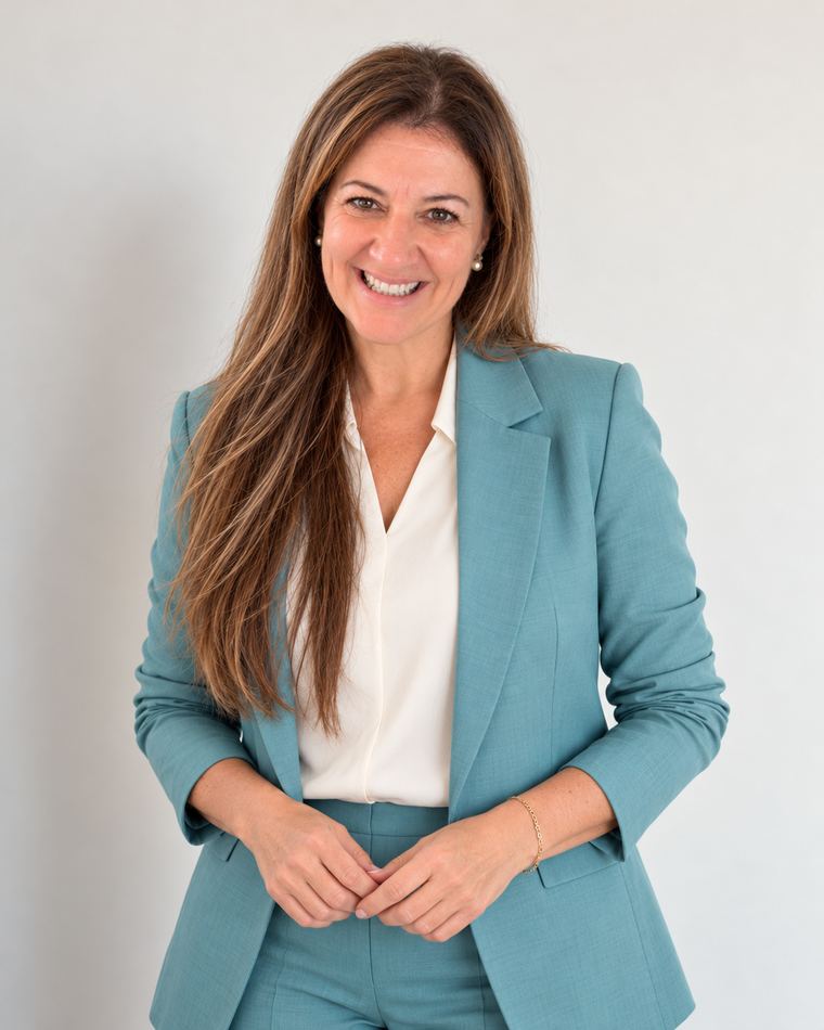 Vivi Brunelli de blazer azul Tiffany